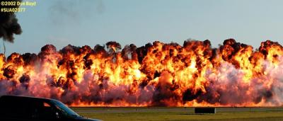 Pyrotechnics by Rod Gier, the Mad Bomber aviation air show stock photo