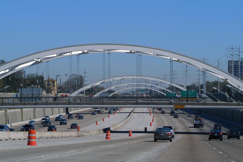 Southwest Freeway at four bridges to E 1