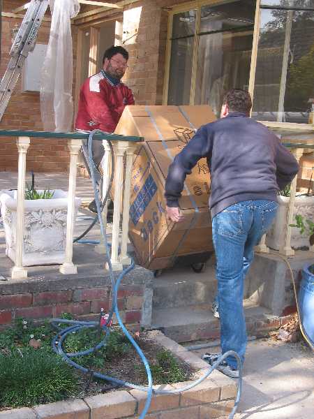 kitchen appliances moved inside from garage