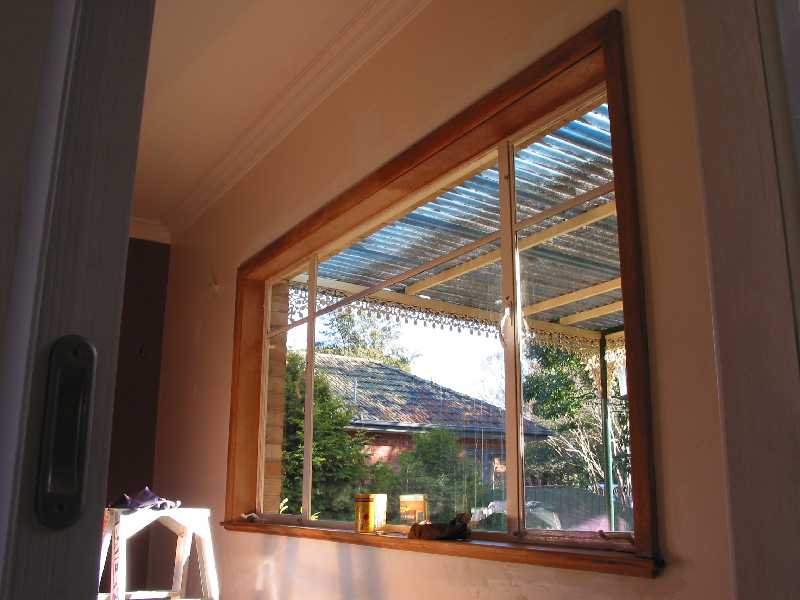 stain applied to original timber window frames