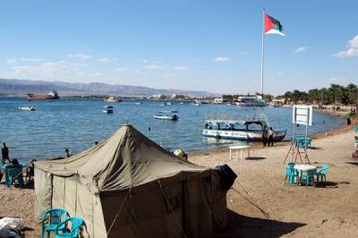 Tent on the beach in Aqaba