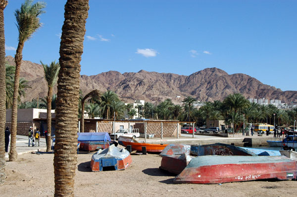 Small boats on the beach in Aqaba