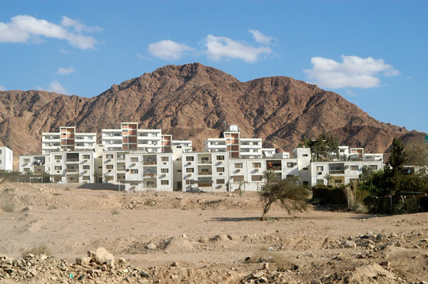Modern housing blocks on the hillside above Aqaba