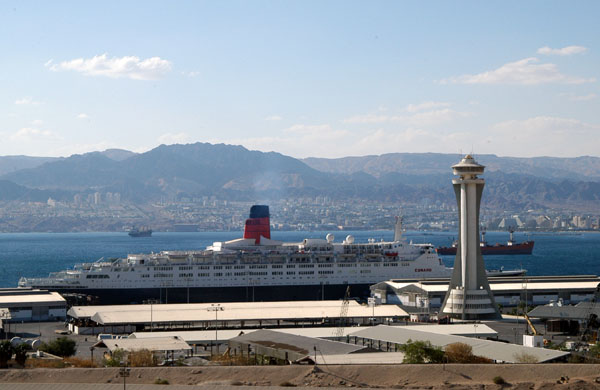 The QEII stopped in Aqaba on a Round-the-World cruise