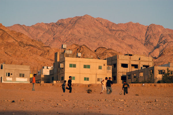 Jordanian kids playing soccer, Aqaba