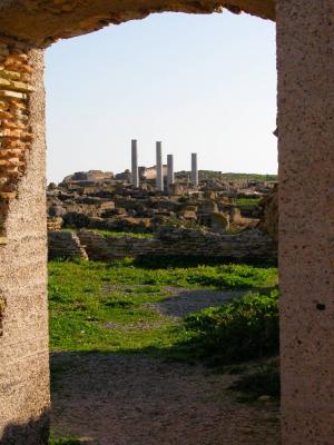 View of the four-column villa from the western baths