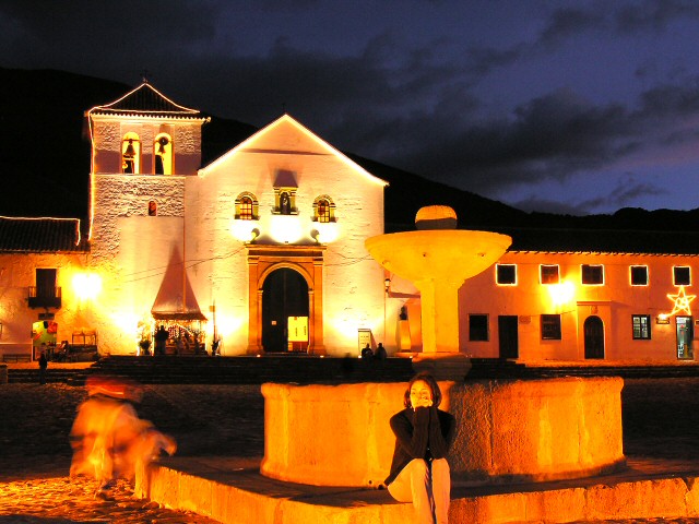 Erika at night in Villa de Leyva