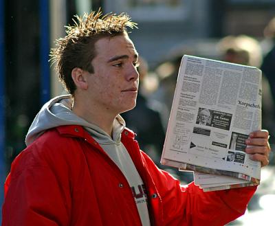 Man with newspaper, Amsterdam