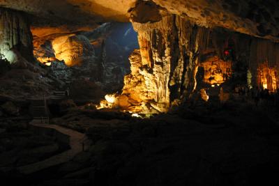 Inside a cave