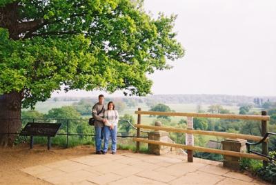 At a lookout in Warwick Castle. We regret we didn't take many photos of the castle, just lots of video camera footage.