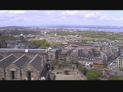 Edinburgh's 'New Town'  also a part of the castle with the 'one o'clock gun' in the foreground.