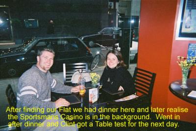 After finding our Flat we had dinner here and later realise the Sportsmans Casino in the background.