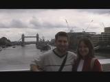 Standing on London Bridge with the Tower Bridge behind us.