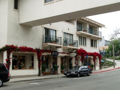The shops across from the hotel