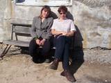 Vicka and Tanya take a break at Dukat during a rare break in the clouds