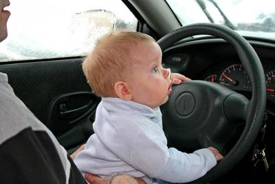 Micah taking his turn at the wheel