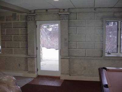 faux stone walls