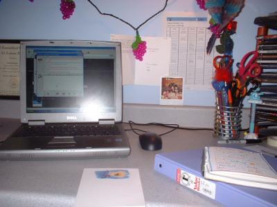 my desk at home