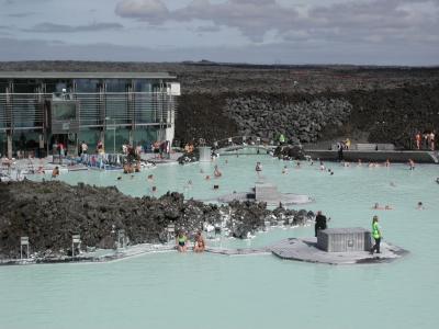 Having a bath in the blue lagoon on the way to the airport