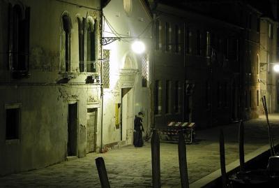 Man on a street at night