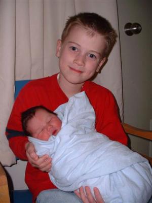 With Cousin Cole - 1 day old