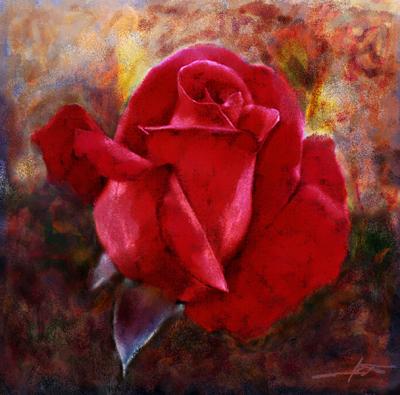 Red Rose - painted BG