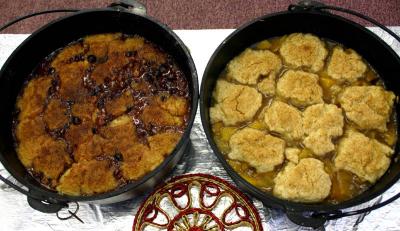 Goose Berry and Peach Cobblers