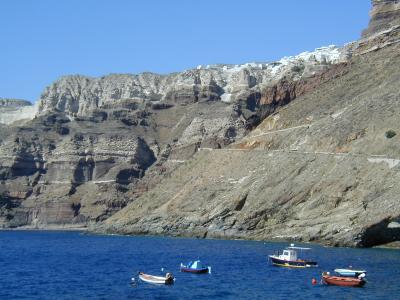 The impressive volcanic cliffs of Santorini