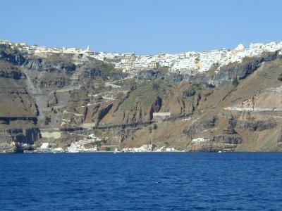 The village of Fira from ferry