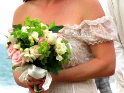 bridal bouquet & dress