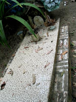 tiled headstone