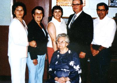 grandma and her five kids at grandpa's funeral