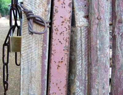 a lock on a fence