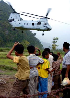 Island of Sumatra, Indonesia relief drop