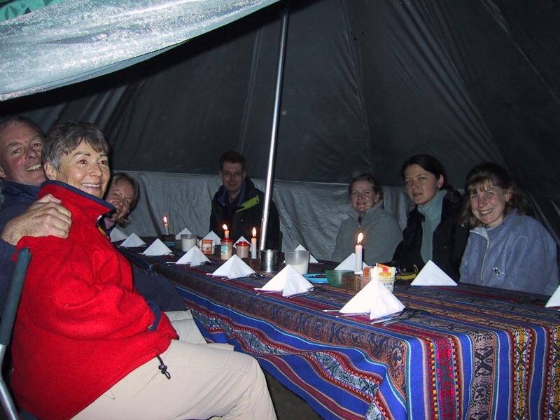 Group Having Dinner On Day 2 - After Dead Womans Pass