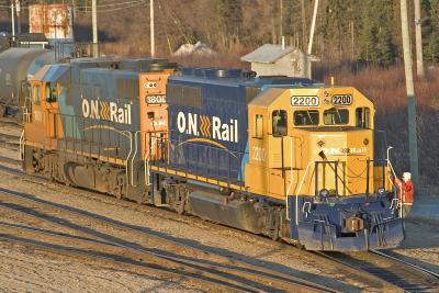 GP40-2 2200 in Moosonee yard