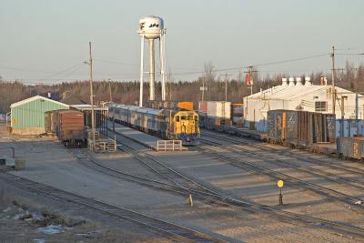 2200 and 1800 at head of passengers car in Moosonee station