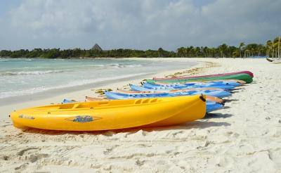 The kayaks are waiting for paddlers
