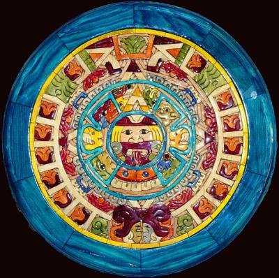 Wooden maya calendar