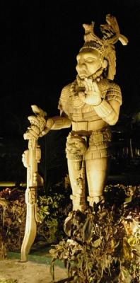 Illuminated maya statue
