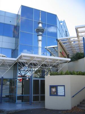 sky tower reflection