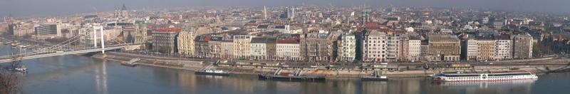 Peste panorama, as seen from midway up Gellrt Hill (Budapest, Hungary)