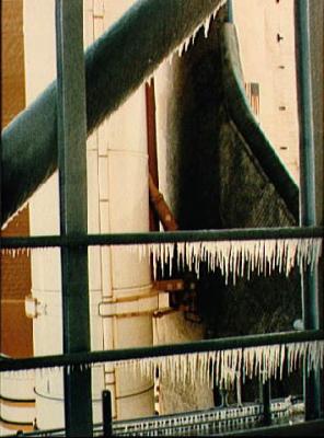 Ice on Challenger's launch pad