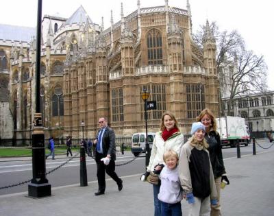 Tourists in back of Westminster Abbey