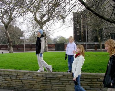 On the way back to the Eye.  Julie and Barbara practicing dance routines.