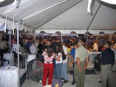 A picture of the crowd from inside the FMC tent