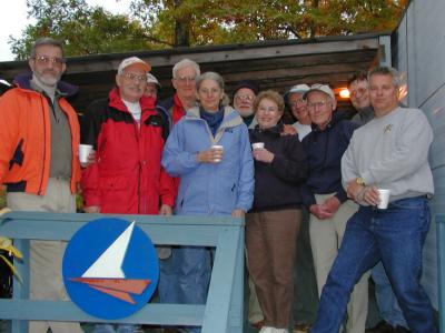 Club members socializing after a race.