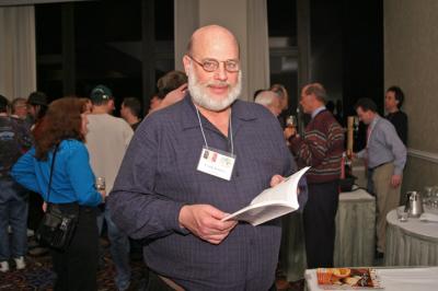 BURPer Craig Somers checks out a book at the Brewers Publications table.