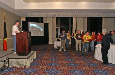 Spirit of Belgium organizer Rick Garvin welcomes the conference attendees