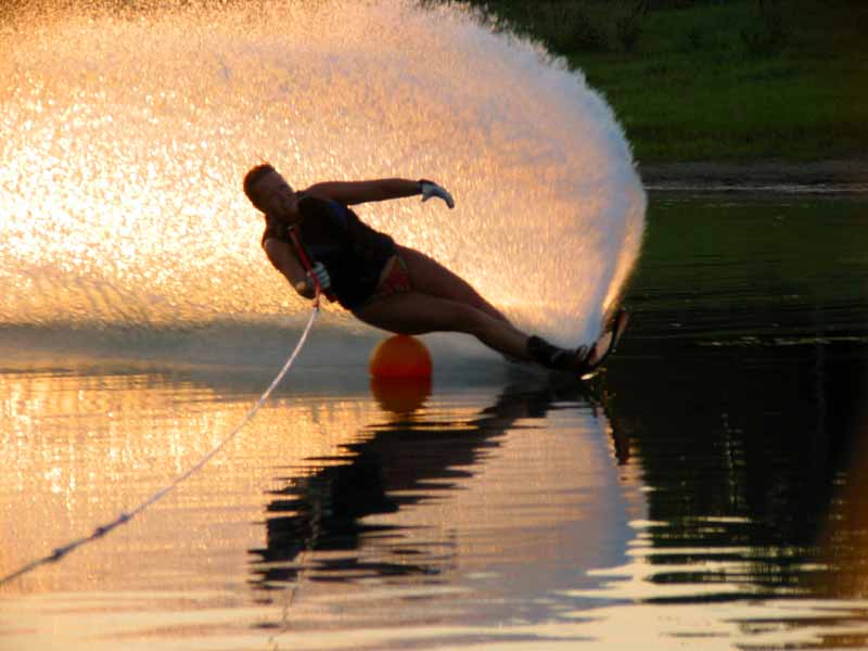 Carol Skiing at Sunset